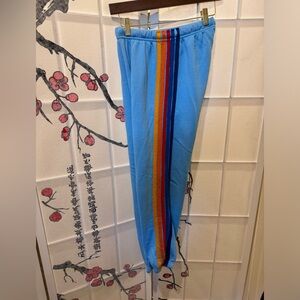 Aviator nation five stripe rainbow retro sweats sweatpants soft sky baby blue